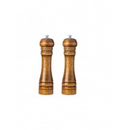 Ahşap Baharat Tuz Öğütücü Değirmen Tuzluk Baharatlık 21 cm 2'li Set Kahverengi