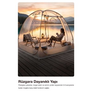 3-4 Kişilik Panoramik Şeffaf Kamp Çadırı 350*350*205CM