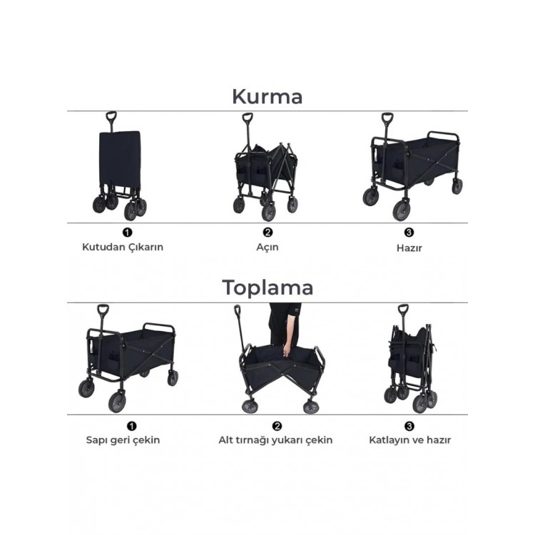 Katlanabilir Taşınabilir Kamp Arabası Plaj Bahçe Eşya Taşıma Vagonu Katlanabilir Taşınabilir Kamp Arabası Plaj Bahçe Eşya Taşıma Vagonu