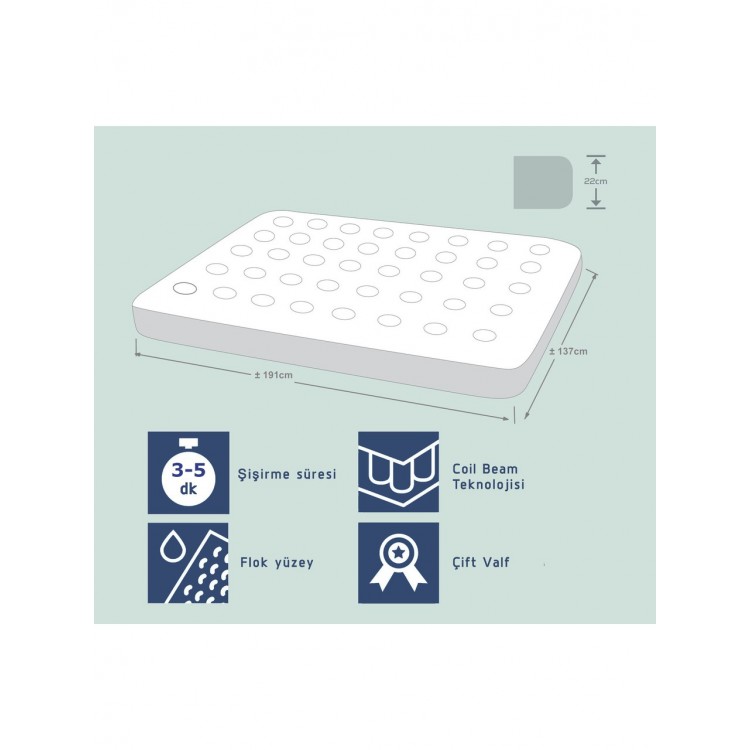 Çift Kişilik Şişme Yatak Seti (Pompa ve Iki Yastık Dahil)