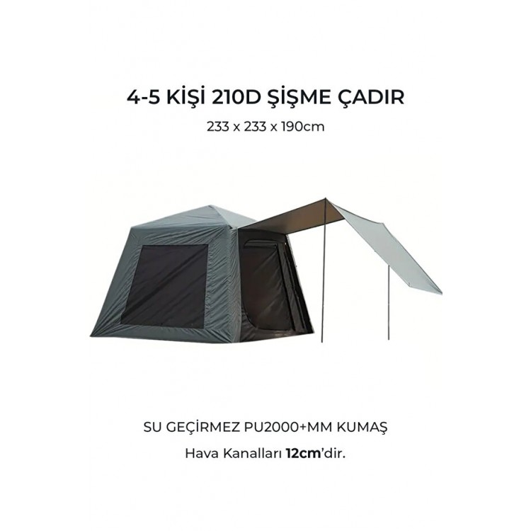 Tenteli Oxford Kumaş Şişme Çadır 4-5 Kişilik 233x233x190cm