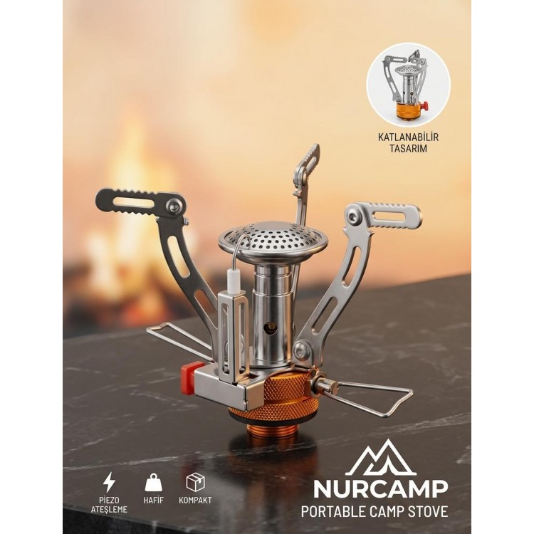 Nurcamp Ultra Hafif 304 Çelik Kamp Ocağı | Kendinden Çakmaklı & Yüksek İrtifa Uyumlu Nurcamp Ultra Hafif 304 Çelik Kamp Ocağı | Kendinden Çakmaklı & Yüksek İrtifa Uyumlu